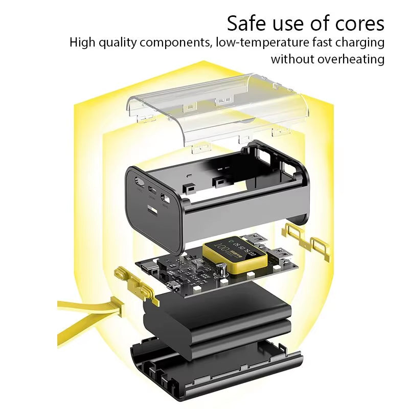 18650 Power Bank Case with Night Light and Dual USB Charging - DIY Battery Storage Solution for iPhone and Xiaomi